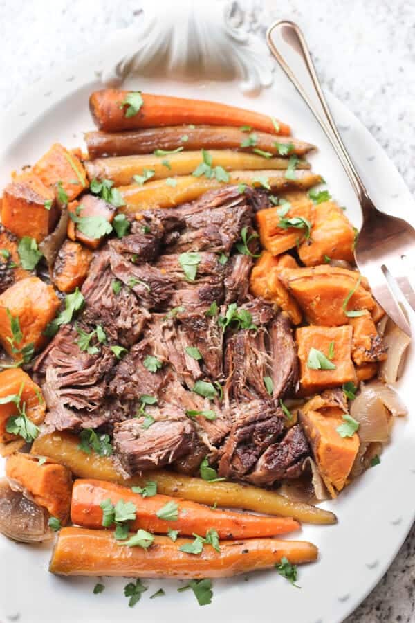 Slow Cooker Pot Roast with sweet potatoes