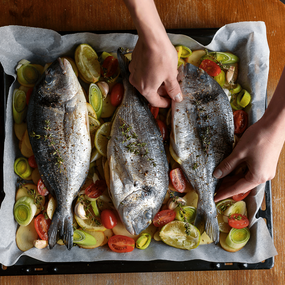 baked fish with veggies