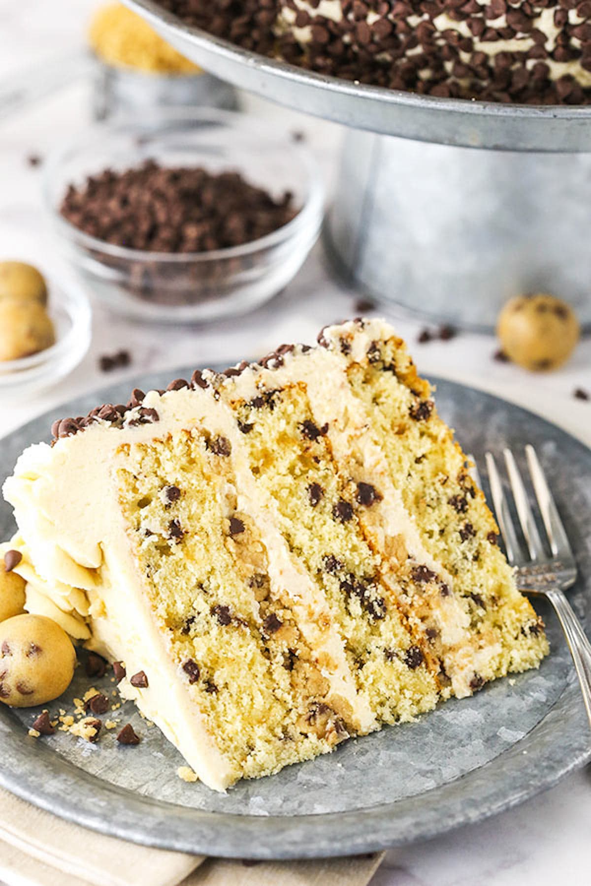 Chocolate Chip Cookie Dough Layer Cake