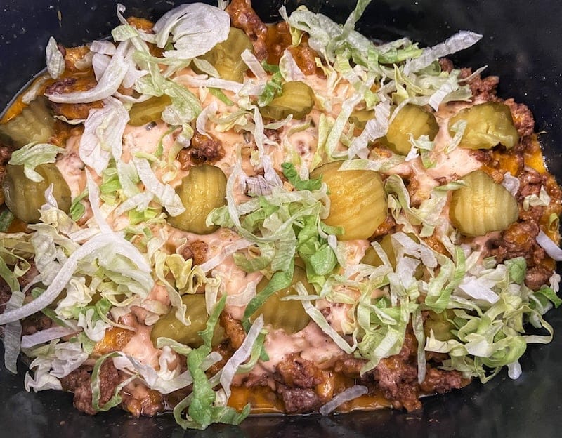 Crock Pot Big Mac Casserole with Ground Beef
