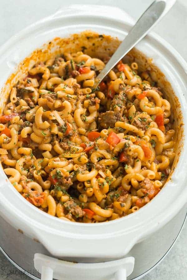 Healthier Slow Cooker Hamburger Helper