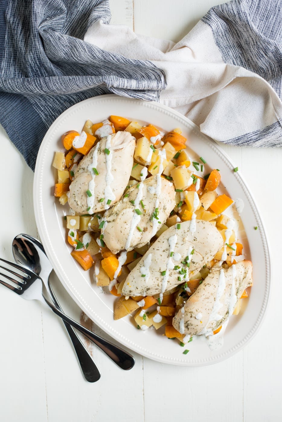 Healthy Slow Cooker Ranch Chicken & Veggies