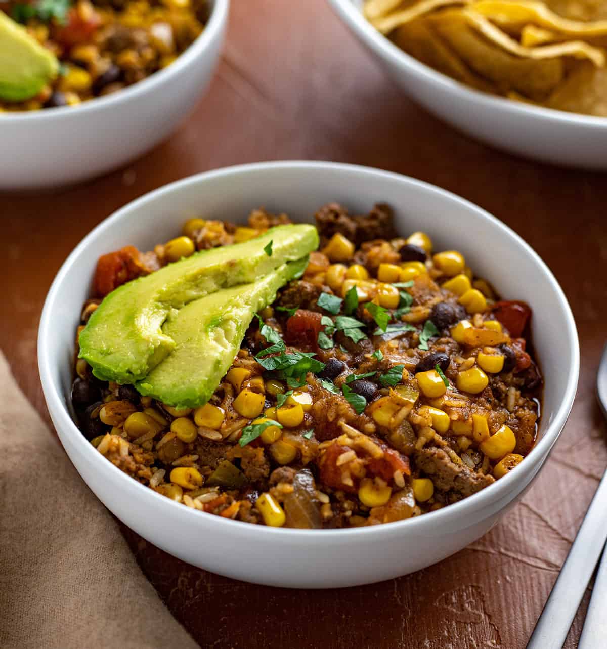 Mexican Crockpot Casserole with Beef and Rice