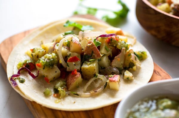 Potato Salad and Tomatillo Tacos