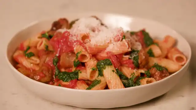 Rigatoni A La Vodka with Elk Sausage