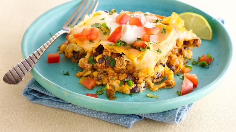 Skinny Slow-Cooker Beef Tortilla Casserole