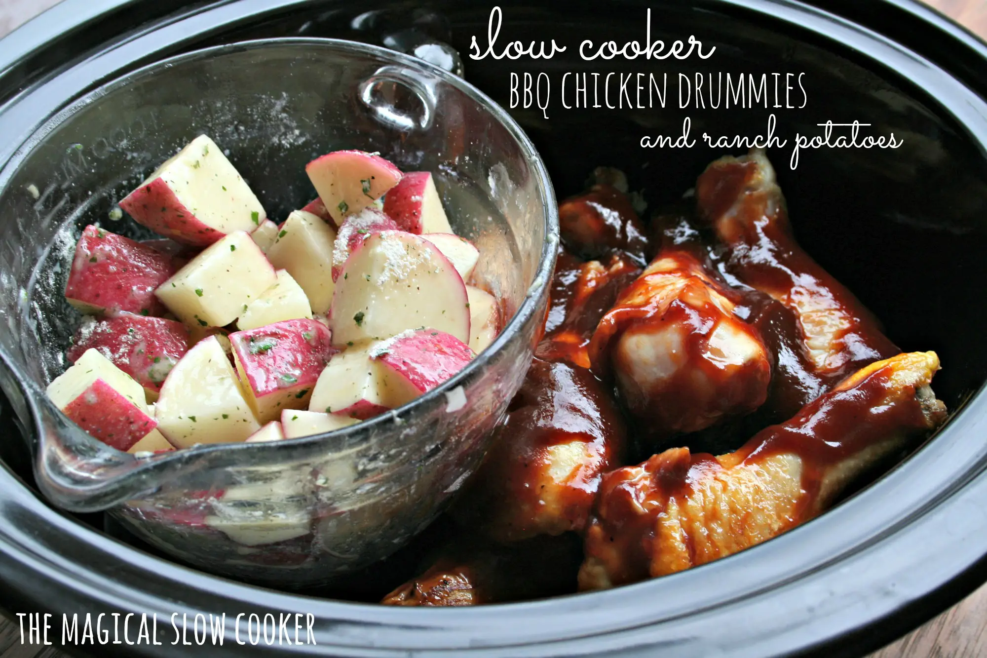 Slow Cooker BBQ Chicken and Ranch Potatoes