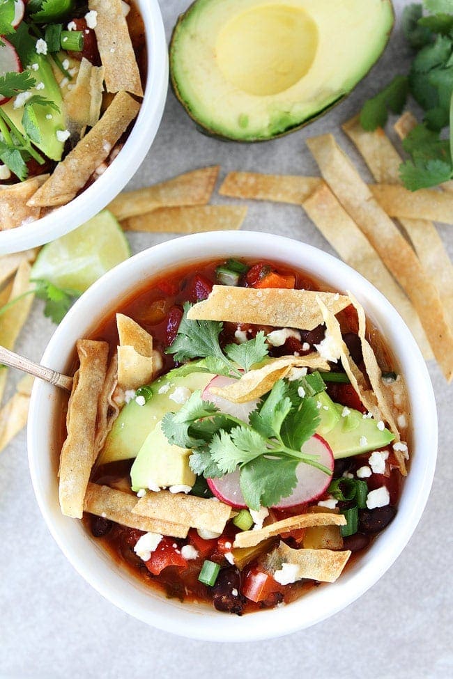 Slow Cooker Black Bean Tortilla Soup