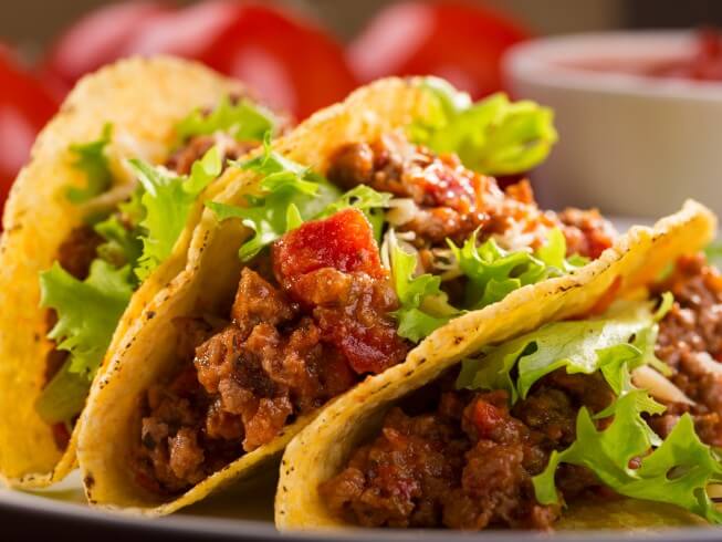 Slow Cooker Ground Beef And Refried Bean Tacos