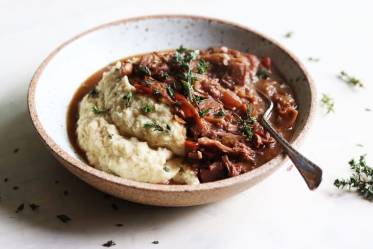Slow Cooker Jackfruit Stew + Celery Root Mash