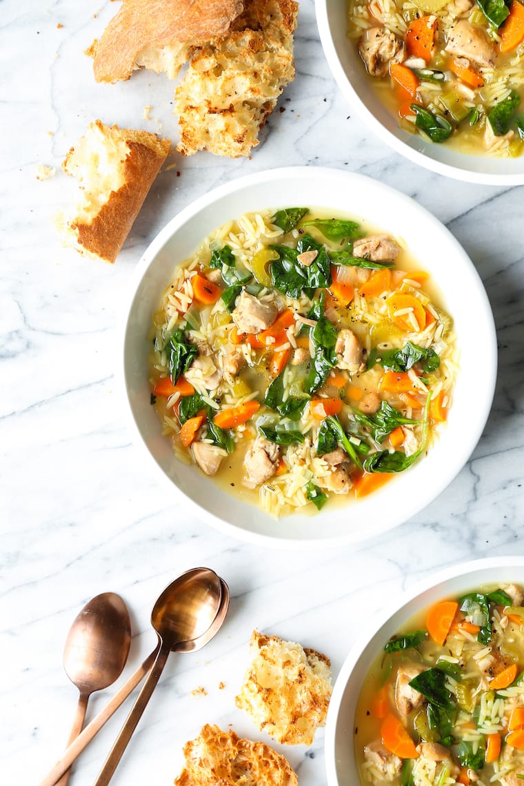 Slow Cooker Lemon Chicken Orzo Soup