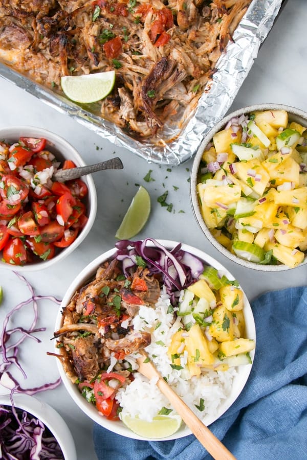 Slow Cooker Pork Carnitas Burrito Bowls