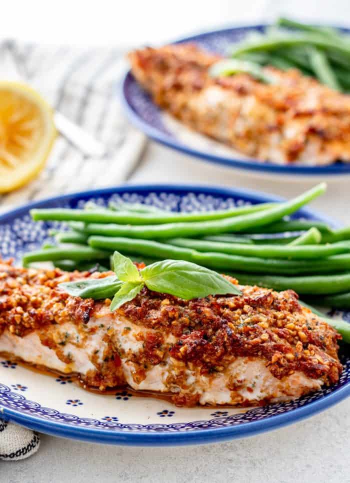 Sun-dried Tomato Pesto Crusted Salmon