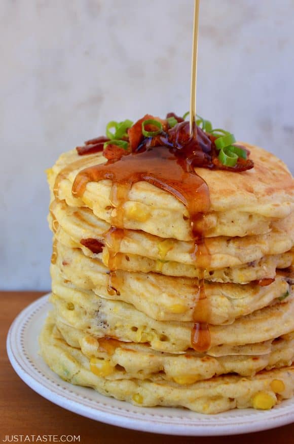 Sweet Corn Pancakes with Bacon