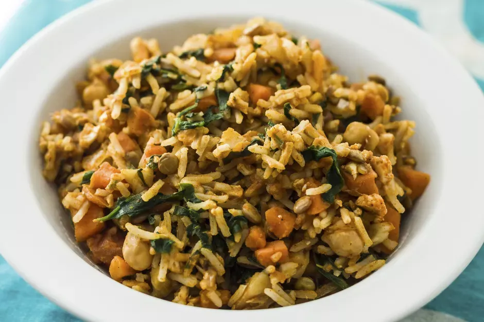 Vegan Crock Pot Curried Rice and Lentils