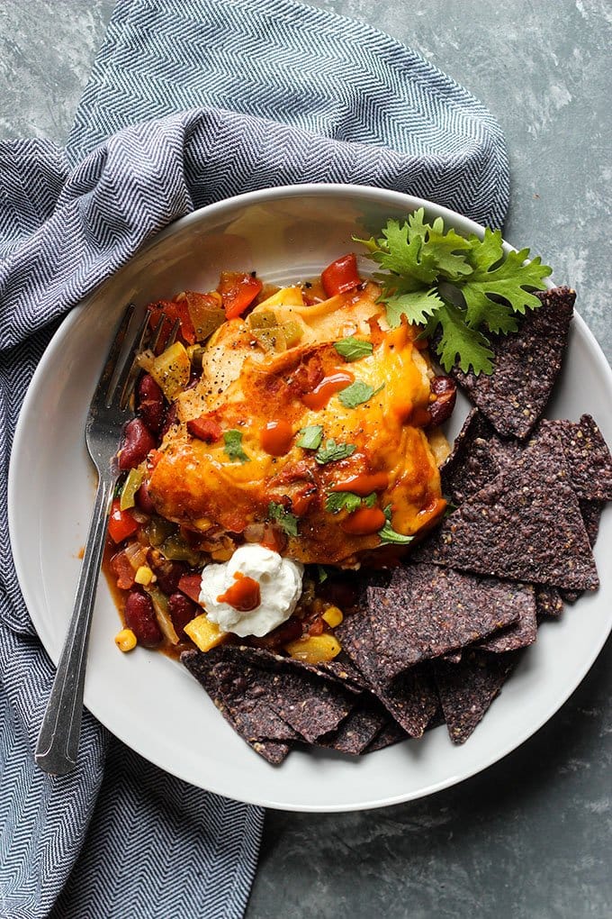 Vegetarian Slow Cooker Enchilada Casserole