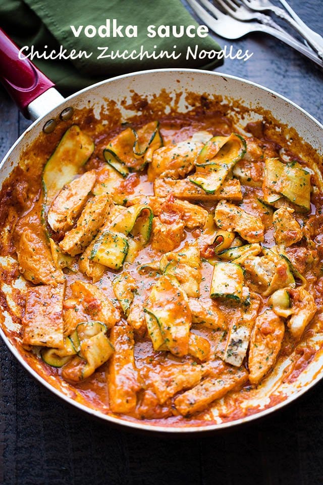 Vodka Sauce Chicken with Zucchini Noodles