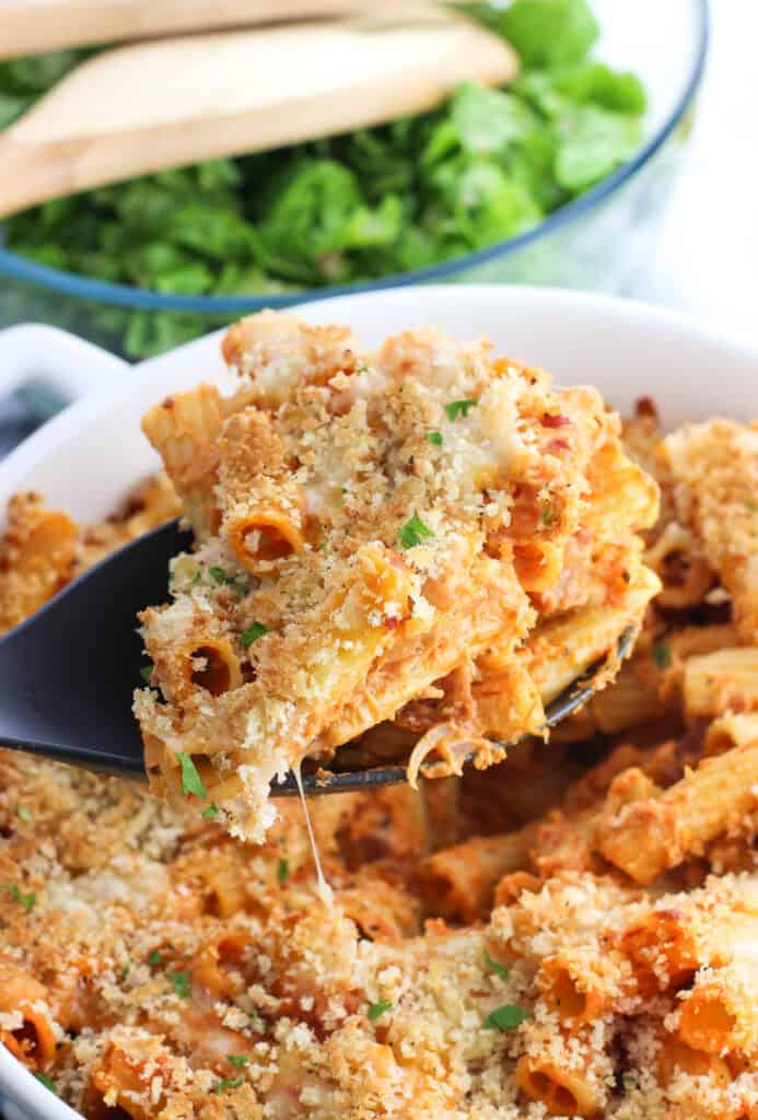 Vodka Sauce Pasta Bake with Crispy Panko
