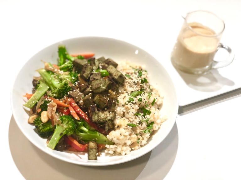 Asian Pumfu and Vegetable Bowl