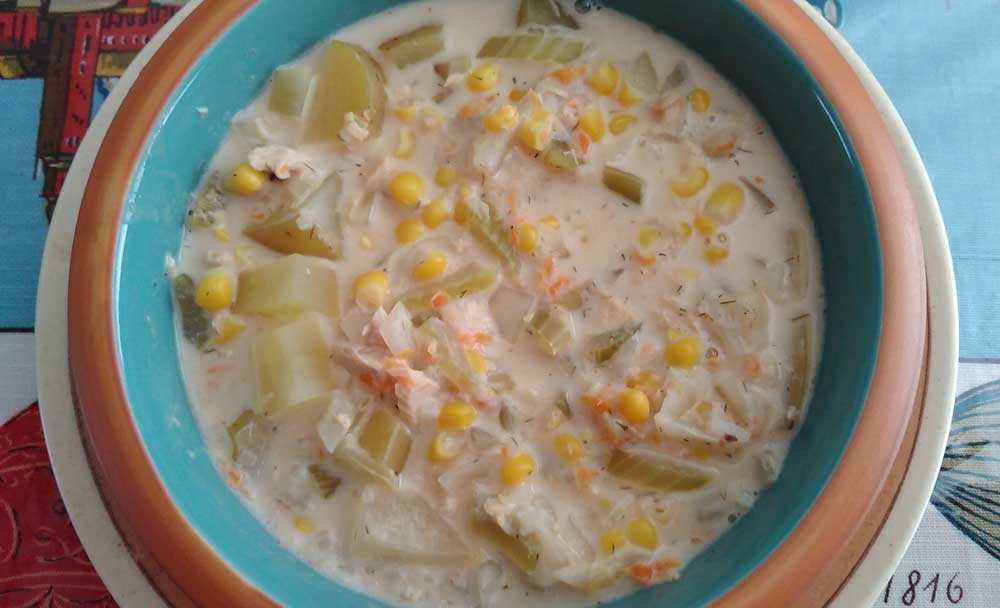 Low Nickel Slow Cooker Salmon Chowder