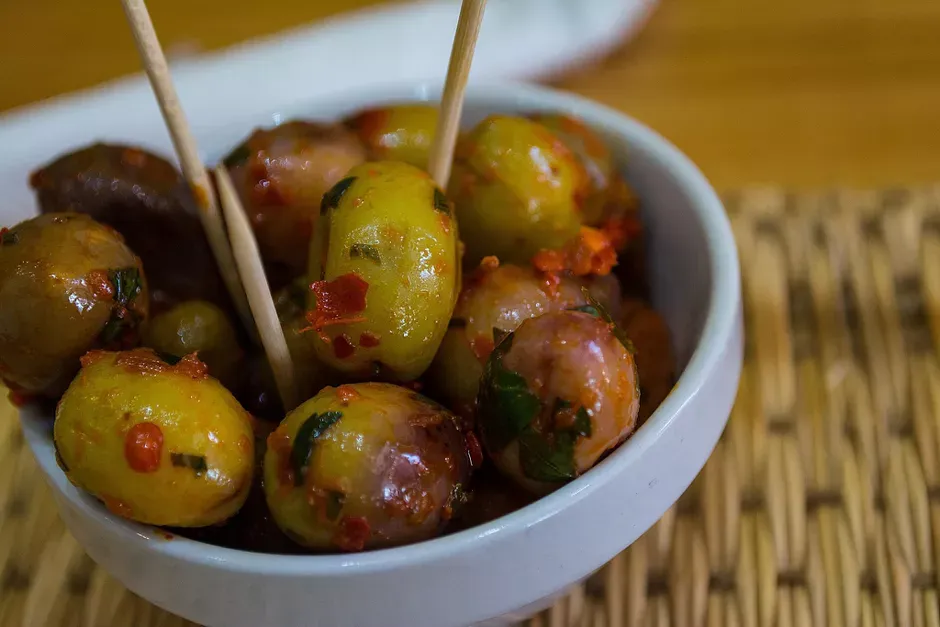 Moroccan Olives with Harissa