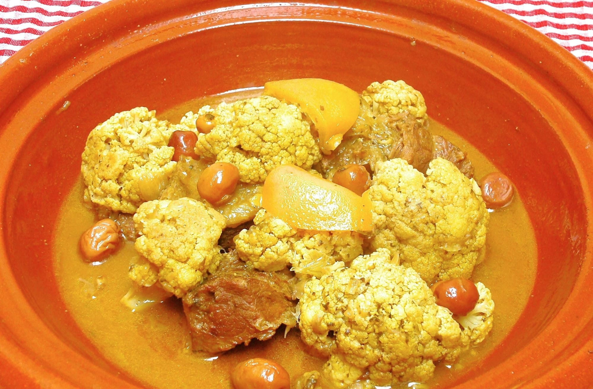 Moroccan Tagine of Lamb or Beef with Cauliflower