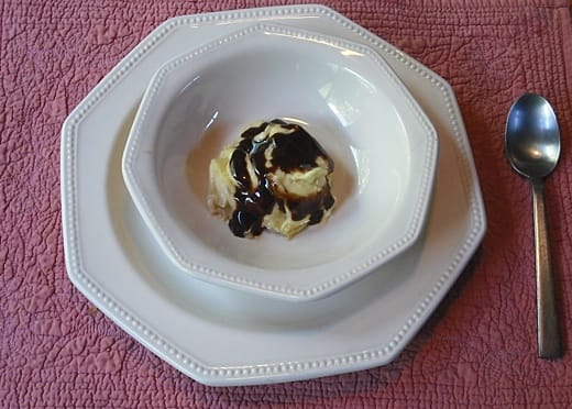 Breadfruit Ice Cream with a Drizzle of Chocolate