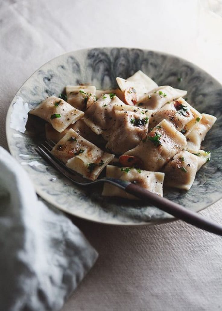 Curried Cauliflower Agnolotti with a Brown Butter Cilantro Sauce