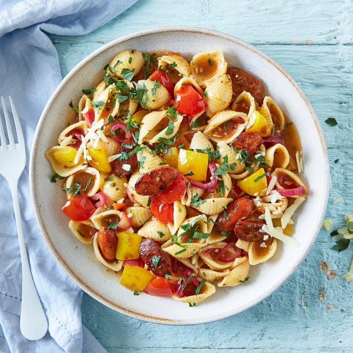 One-Pot Chorizo & Yellow Pepper Conchiglie