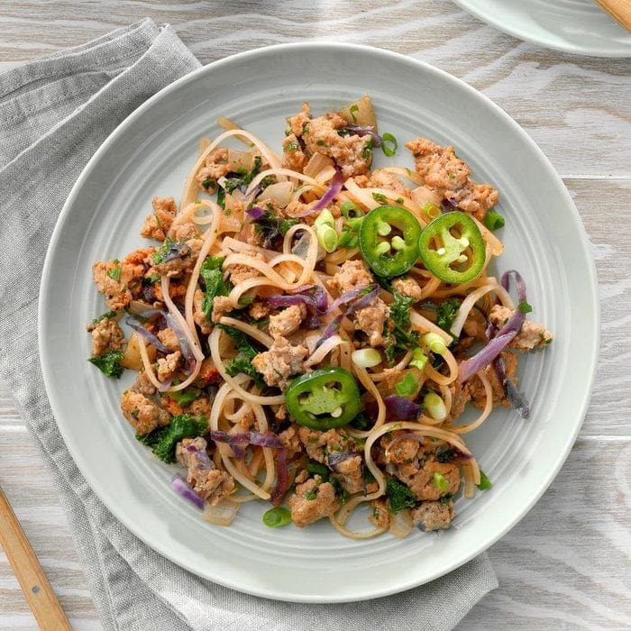 Spicy Ground Turkey Stir Fry with Noodles Recipe
