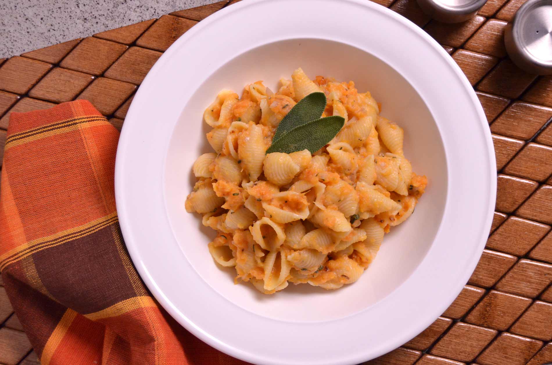 Sweet Potato & Sage Conchiglie Pasta with Grated Parmesan