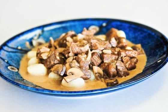 Gnocchi With Beef And Mushroom Cream Sauce