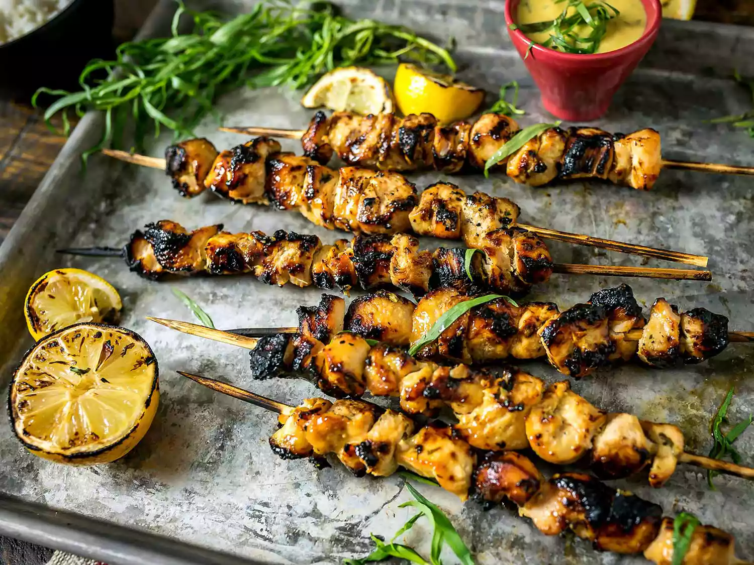 Grilled Tarragon-Mustard Chicken Skewers Recipe