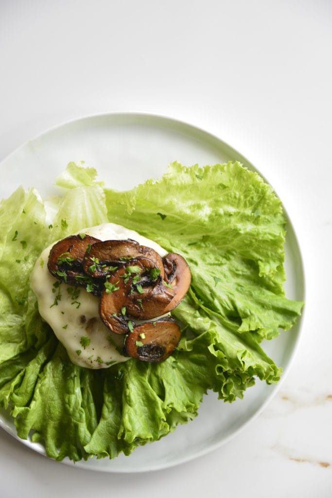 Lettuce Wrapped Mushroom Swiss Burgers
