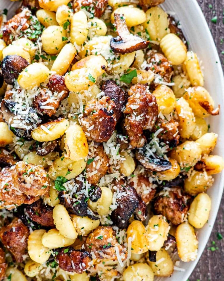Mushroom Sausage Sheet Pan Gnocchi