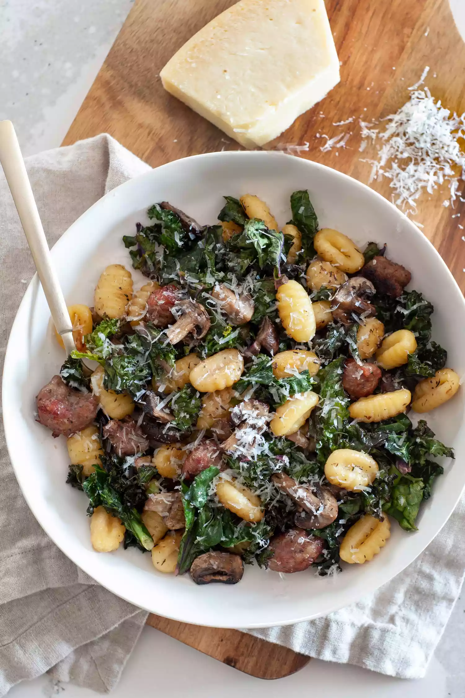 Sheet Pan Gnocchi With Mushrooms, Sausage, and Kale