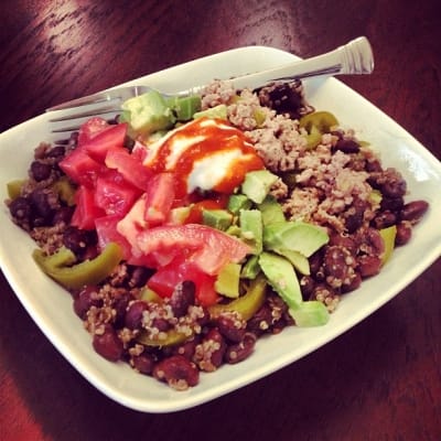 Spicy Turkey, Quinoa, and Black Bean Bowl