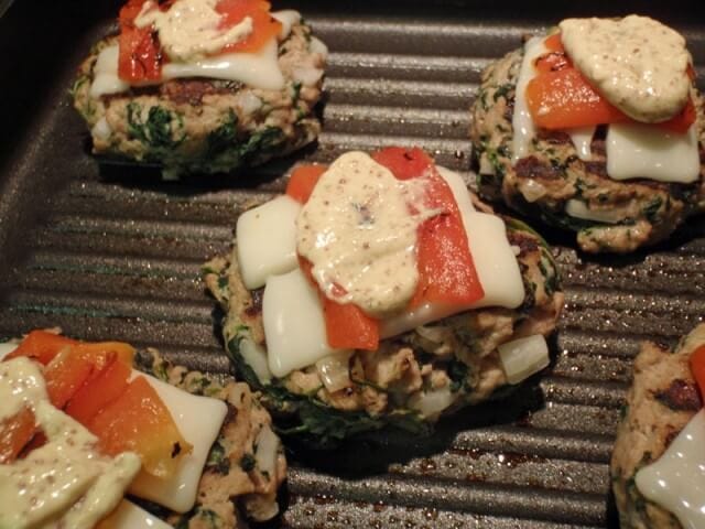 Turkey Burgers With Roasted Peppers And Spinach