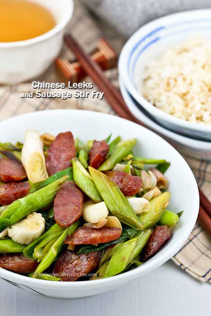 Chinese Leeks Sausage Stir Fry