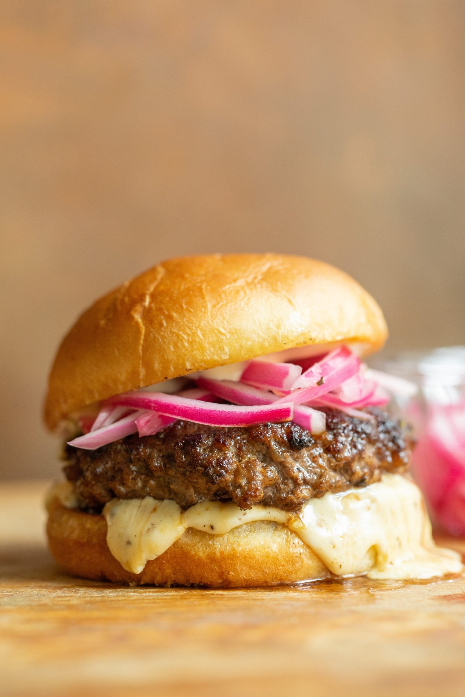 Garlic-Rosemary Burgers with Taleggio Sauce
