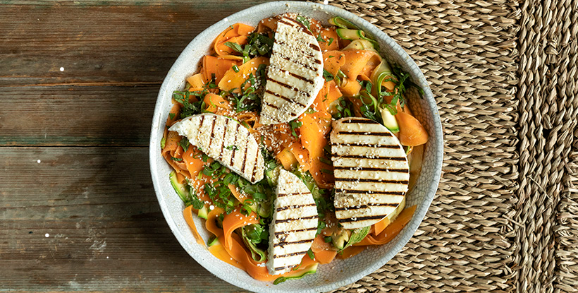 Vegetable Salad with Grilled Manouri Cheese