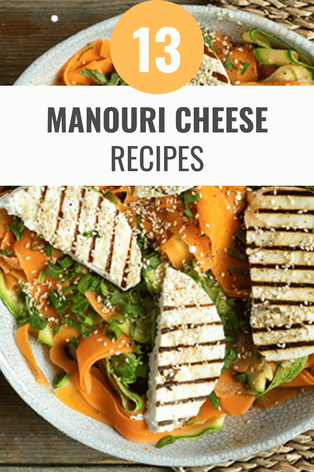 Vegetable salad with grilled manouri cheese