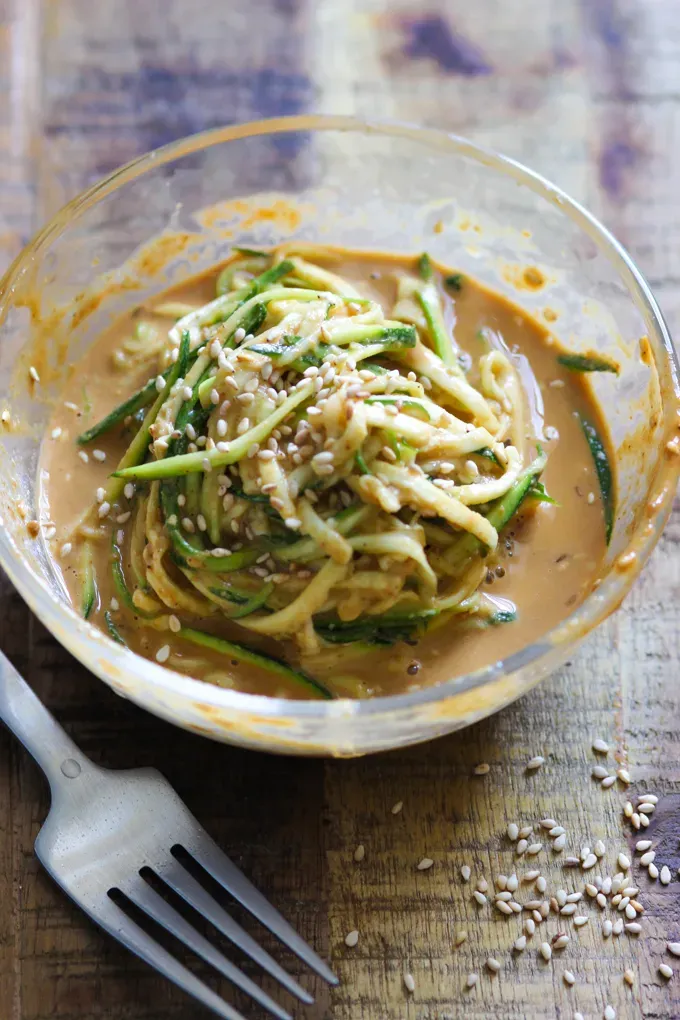 Shredded Zucchini Salad with Sesame Dressing
