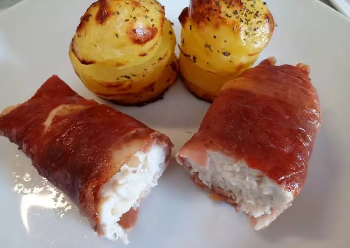 Smoked Scamorza Stuffed Chicken With Potato Stacks