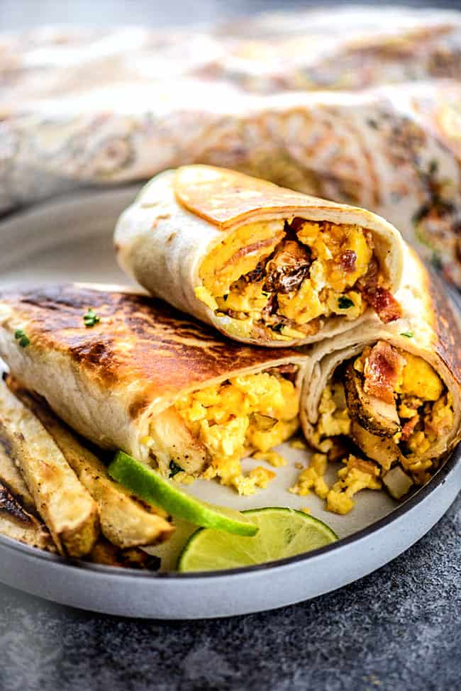 California Breakfast Burrito with Creamy Salsa