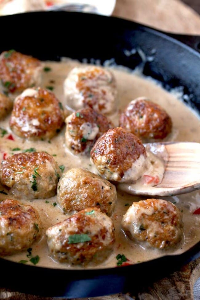 Chicken Meatballs in Cajun Cream Sauce