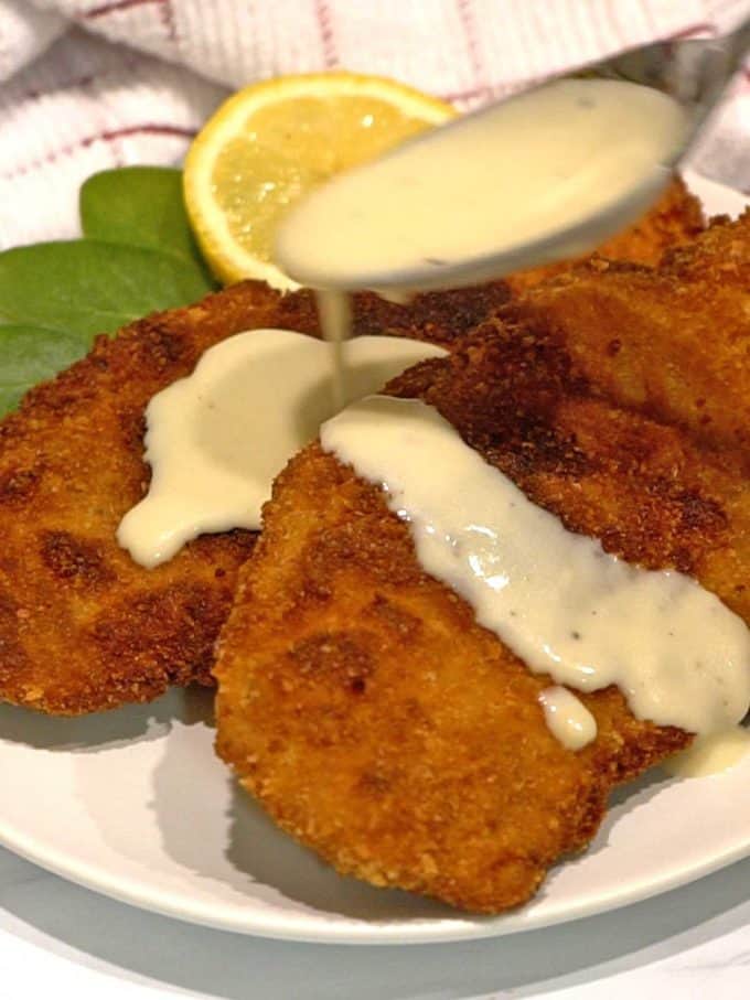 Chicken Schnitzel with Mustard Cream Sauce