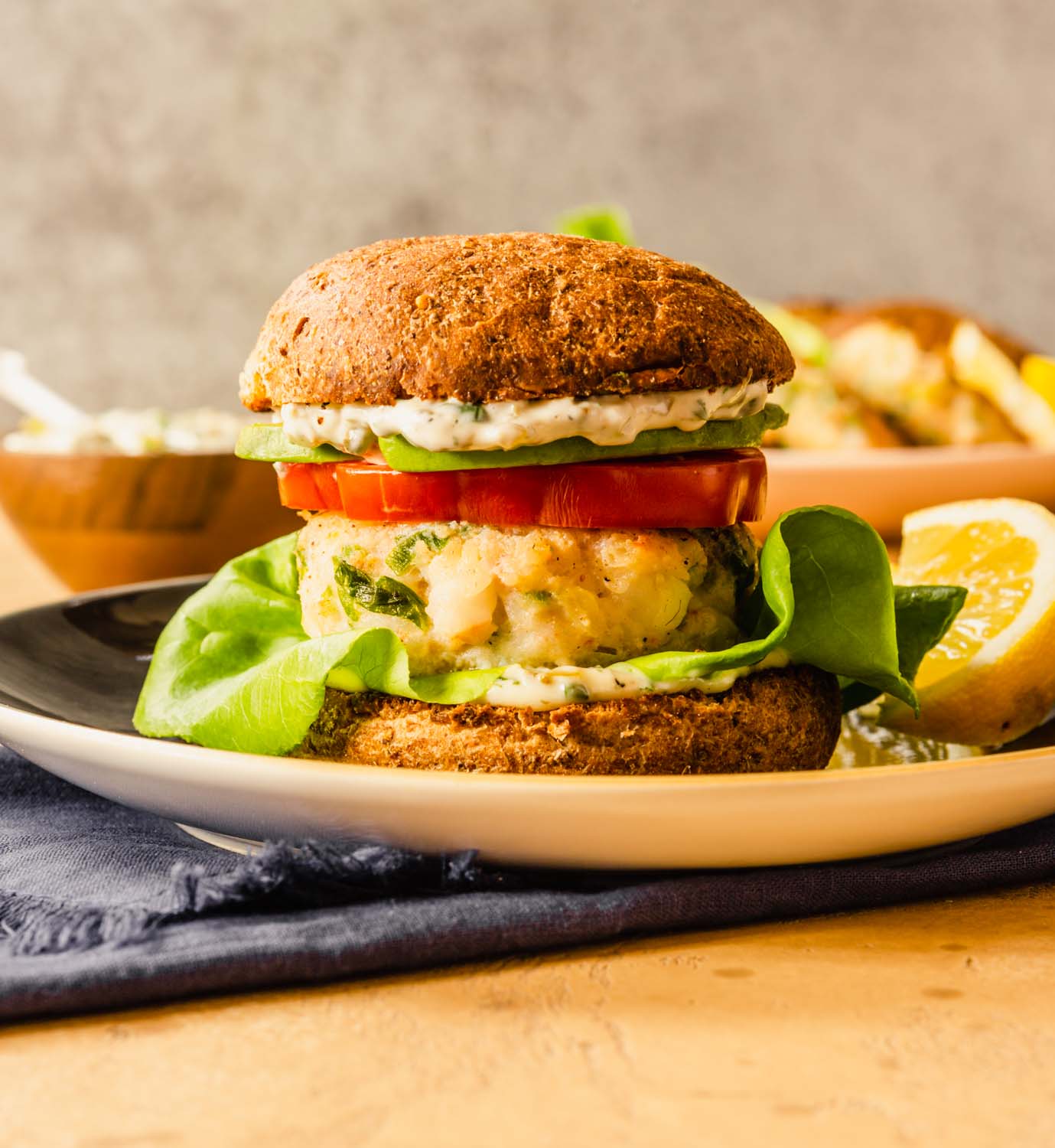 Shrimp Burgers with Herby Tartar Sauce