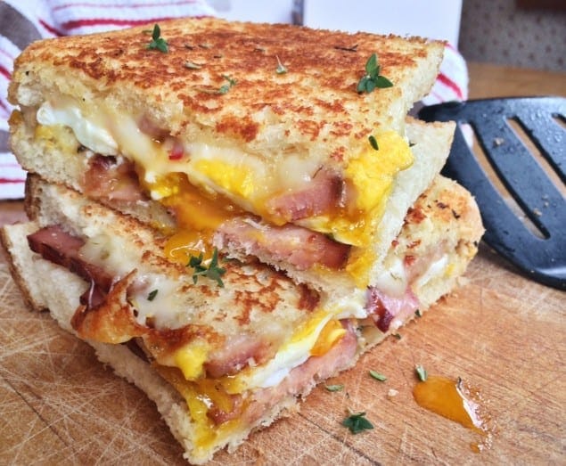 Grilled Pepper Jack Cheese Sandwich with Egg and Ham