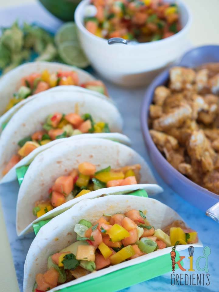 Papaya chicken tacos with papaya salsa